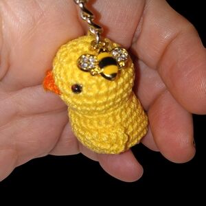 Yellow Crochet Bird Keychain